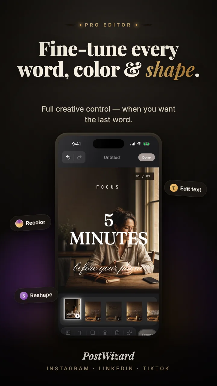 Fine-tune every word, color and shape