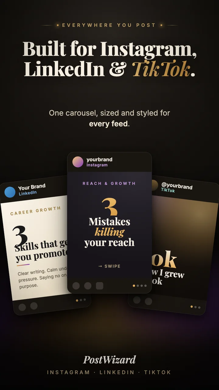 Built for Instagram, LinkedIn and TikTok